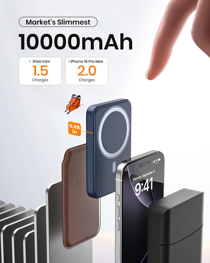 A ADDTOP Magnetic Power Bank 10000mAh- 20W Schnelllade iPhone Ladegerät for Magnetisch, UltraSlim Wi
