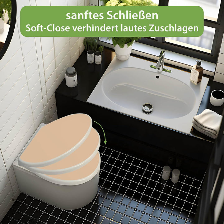 banjado Toilettendeckel mit Absenkautomatik 44,5x37cm - Soft Close Toilettensitz - WC Sitz mit Absen