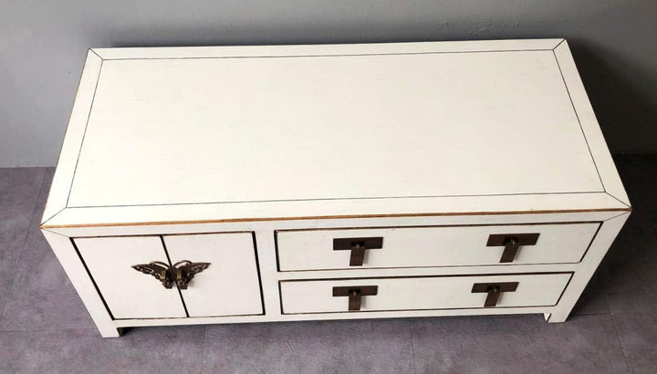 Opium Outlet TV Kommode Sideboard Schrank Lowboard chinesisch asiatisch orientalisch Vintage Weiss b