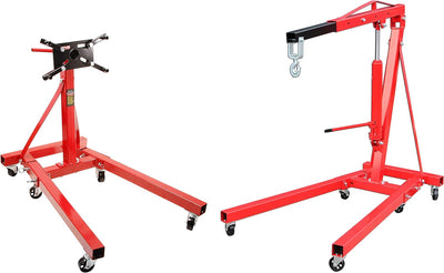otgerlensker products Motorständer Motorhalter 900 KG mit 6 Rädern + Motorheber Motorkran mit Haken