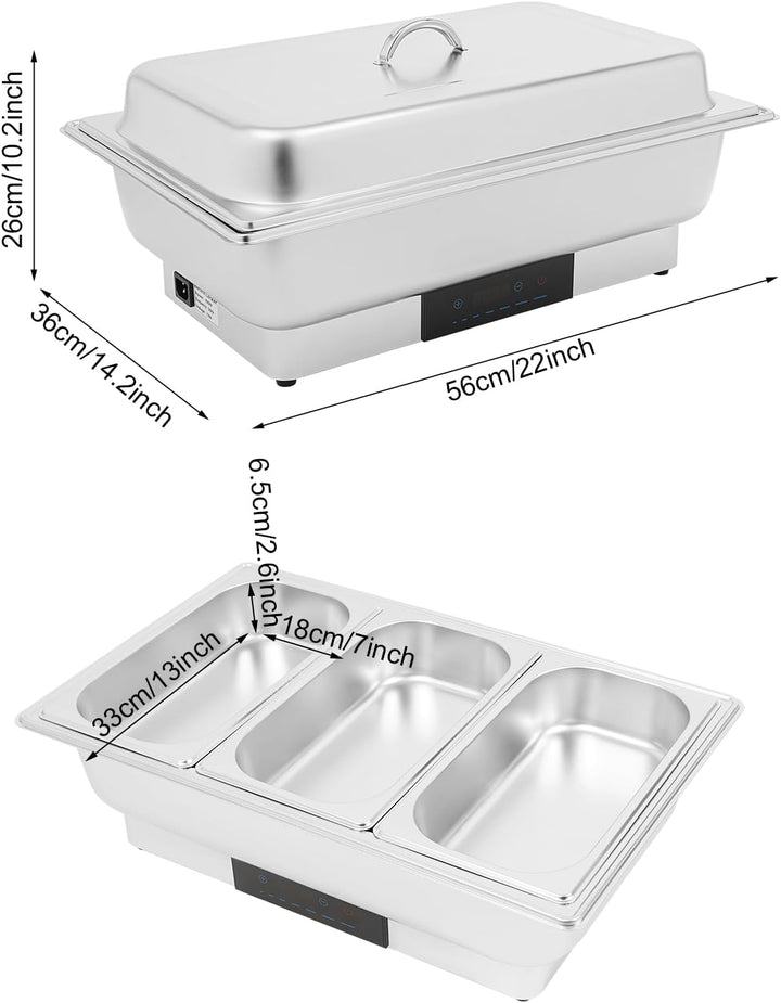 Elektrisches Buffetwärmer Speisenwärmer Chafing Dish Buffet Server Edelstahl Speisenwärmer mit Tempe