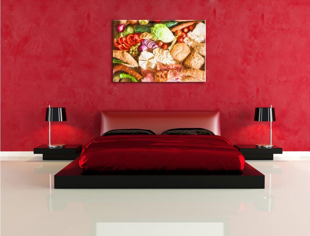 Pixxprint leckeres Frühstück als Leinwandbild/Grösse: 100x70 / Wandbild/Kunstdruck/fertig bespannt,
