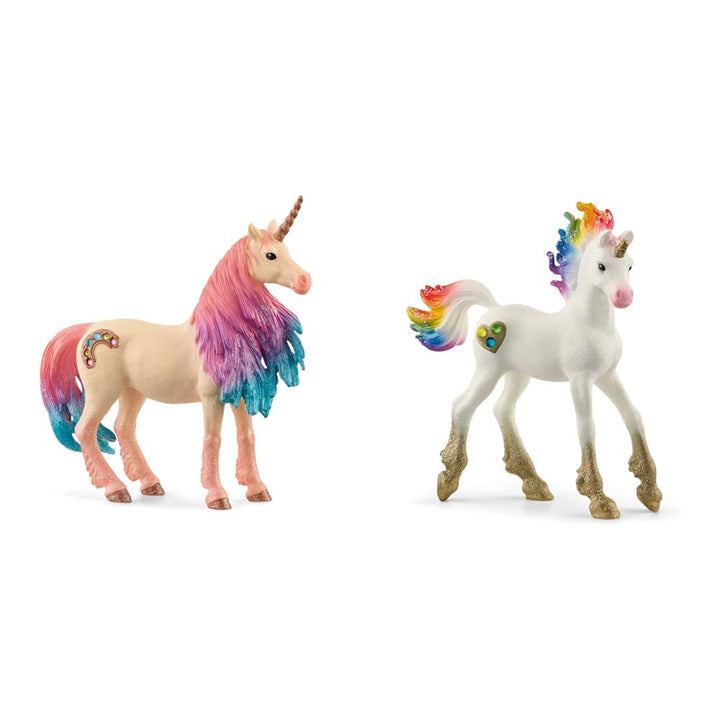 SCHLEICH 70723 Spielfigur -Marshmallow Einhorn Stute bayala, Mehrfarbig & 70727 Spielfigur -Regenbog