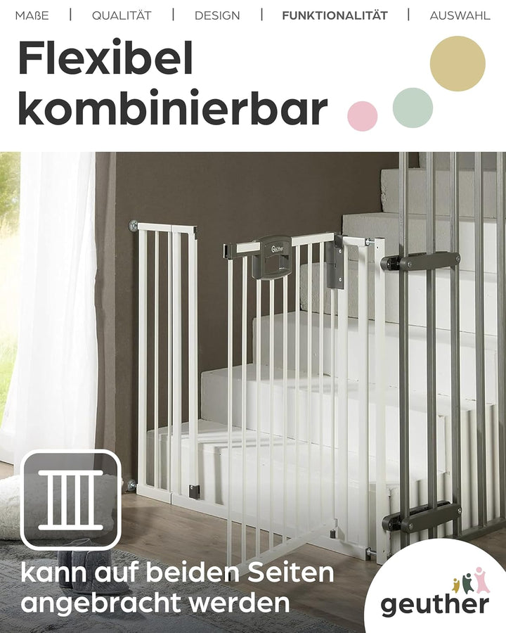 Geuther Verlängerung Türschutzgitter Easylock Plus I Weiss, 72 cm Metall I stabile Erweiterung für T