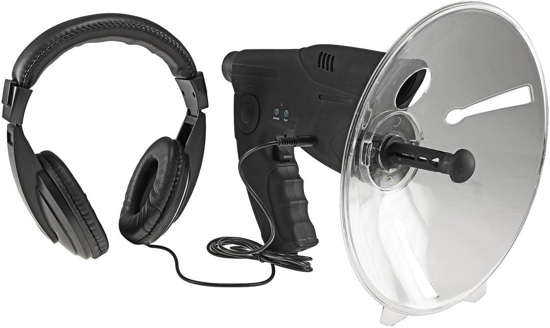 ChiliTec Parabol Richtmikrofon mit Kopfhörer Aufnahmefunktion 26cm bis 90m Reichweite