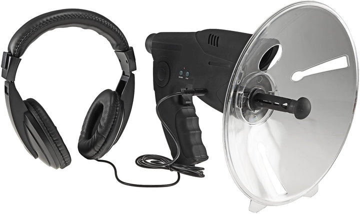 ChiliTec Parabol Richtmikrofon mit Kopfhörer Aufnahmefunktion 26cm bis 90m Reichweite