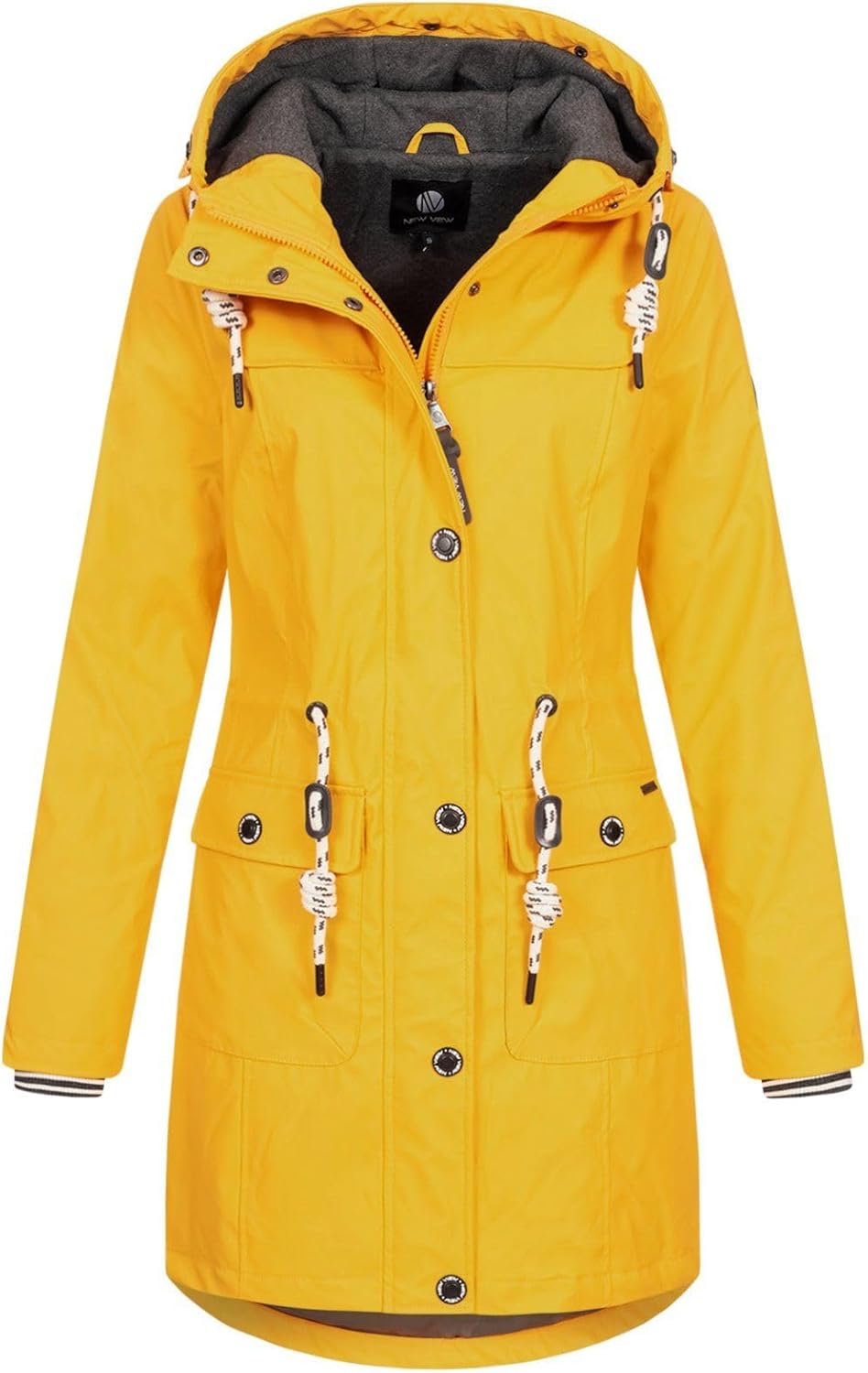 NEW VIEW Damen Regenjacke wasserabweisender Parka Annika Long mit Kapuze XXL Gelb (Golden Rod) 3, XX
