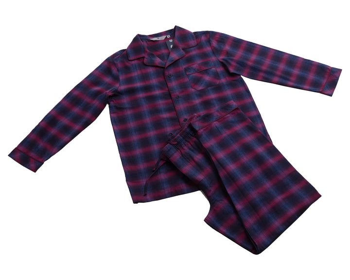 Revise RE-911 Schlafanzug für Herren - Lang - Flannel 100% Baumwolle - Pyjama - L Dunkelblau / Rot 1