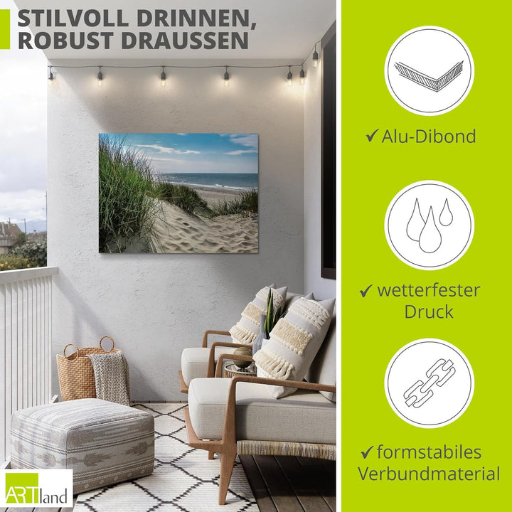 ARTland Wandbild Alu Verbundplatte für Innen & Outdoor Bild 40x30 cm Strand Meer Küste Nordsee Marit