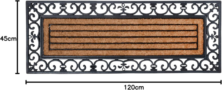 Esschert Design Schmutzfangmatte, Fussmatte in schwarz aus Gummi, mit Kokos-Einlage, rechteckig, ext