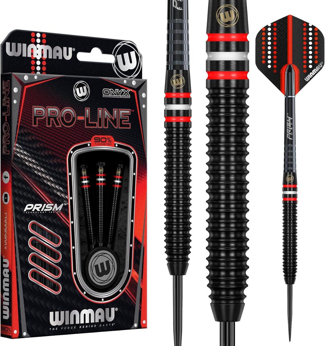 WINMAU Pro-Line Profi Wolfram Steeltip Dartpfeile Set mit Flights und Schäfte 26g Steeltip, 26g Stee