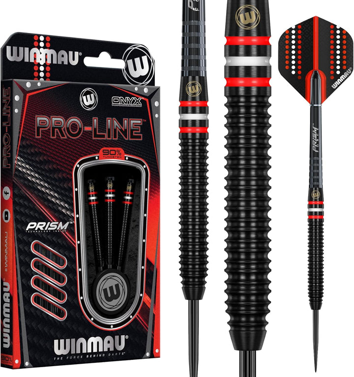 WINMAU Pro-Line Profi Wolfram Steeltip Dartpfeile Set mit Flights und Schäfte 26g Steeltip, 26g Stee