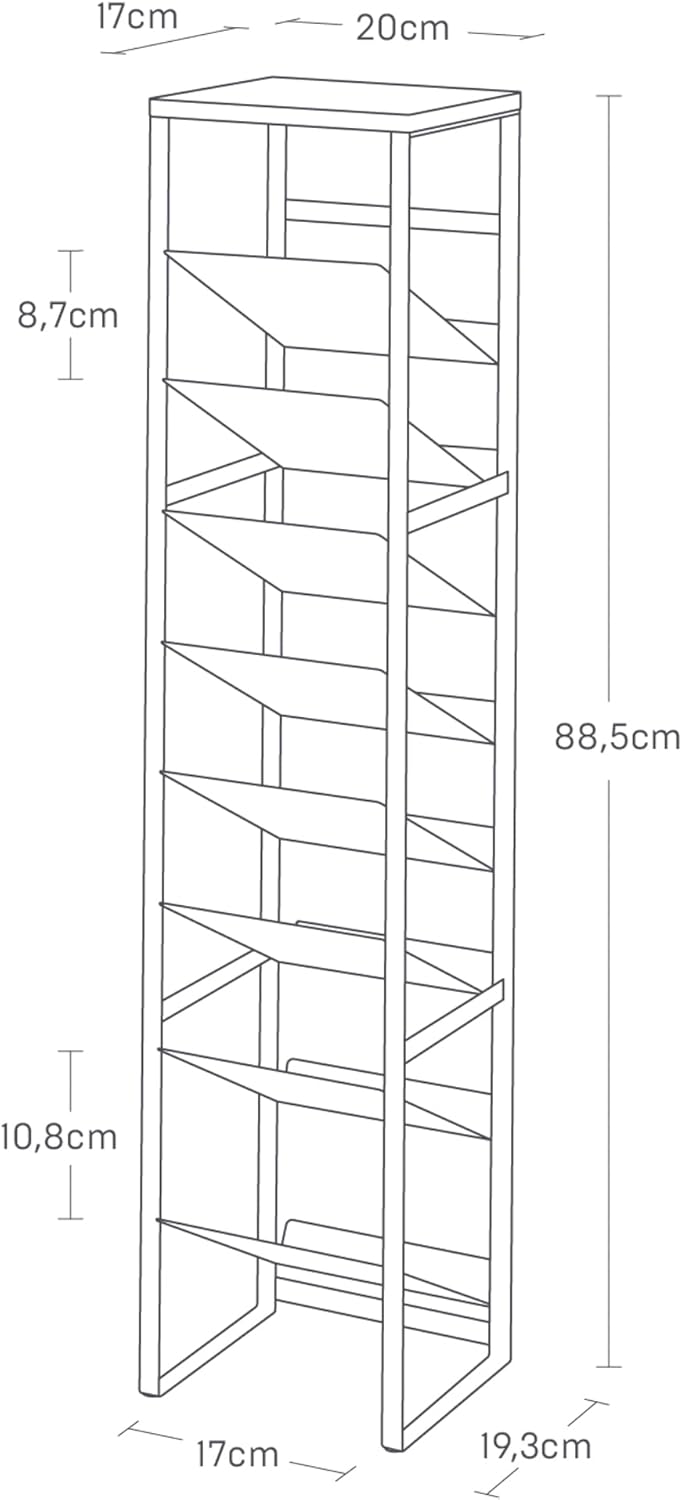 YAMAZAKI Tower 8-stöckiges Flaschenregal mit Holzablage aus Stahl - für Flasche (500ml)/Weinflasche,