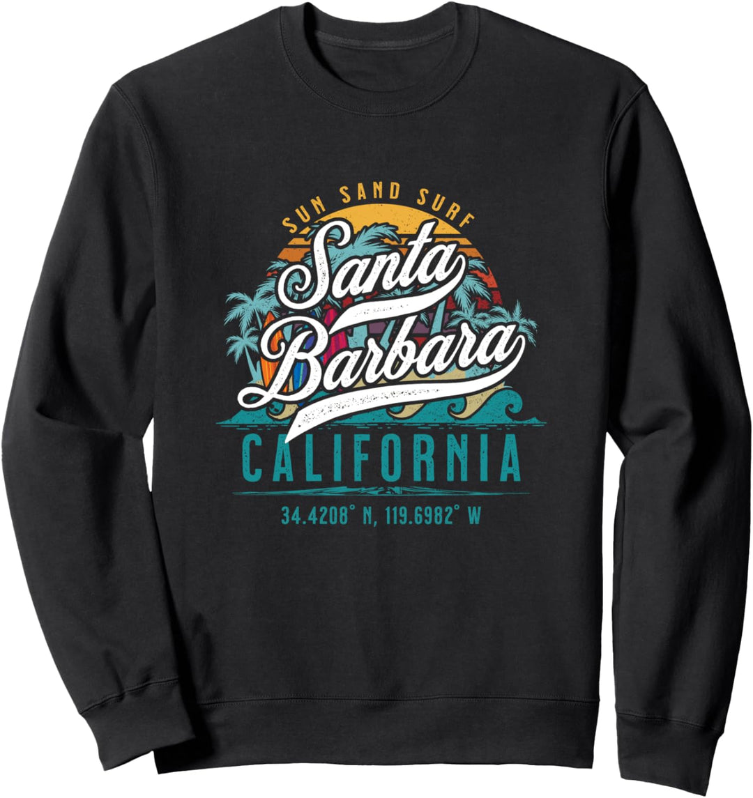 Retro Santa Barbara California Sun Sand Surf Beach Palme Sweatshirt