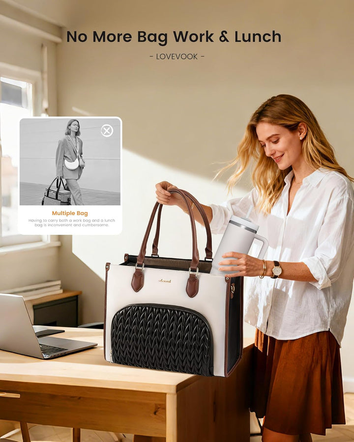 LOVEVOOK Arbeitstasche Damen mit Isolierted Kühlfach, Handtasche mittelgross, 15,6 Zoll Laptoptasche