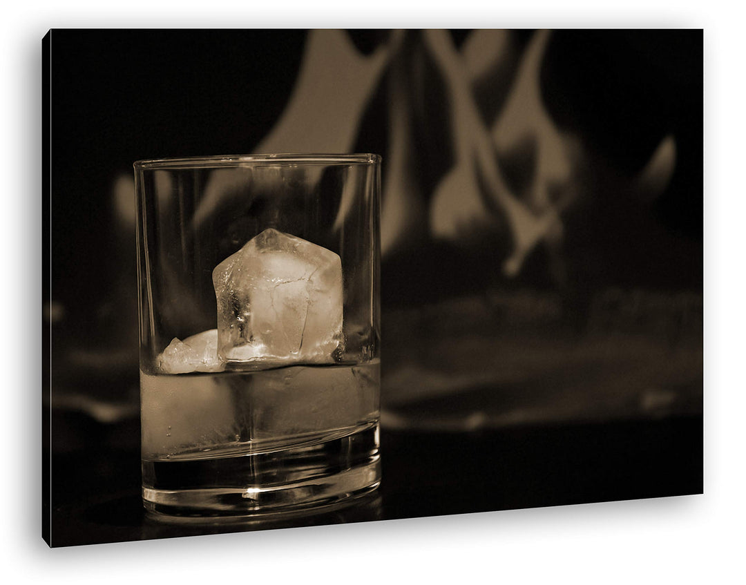 deyoli Glas edlen Whisky Format: 60x40 Effekt: Sepia als Leinwandbild, Motiv fertig gerahmt auf Echt