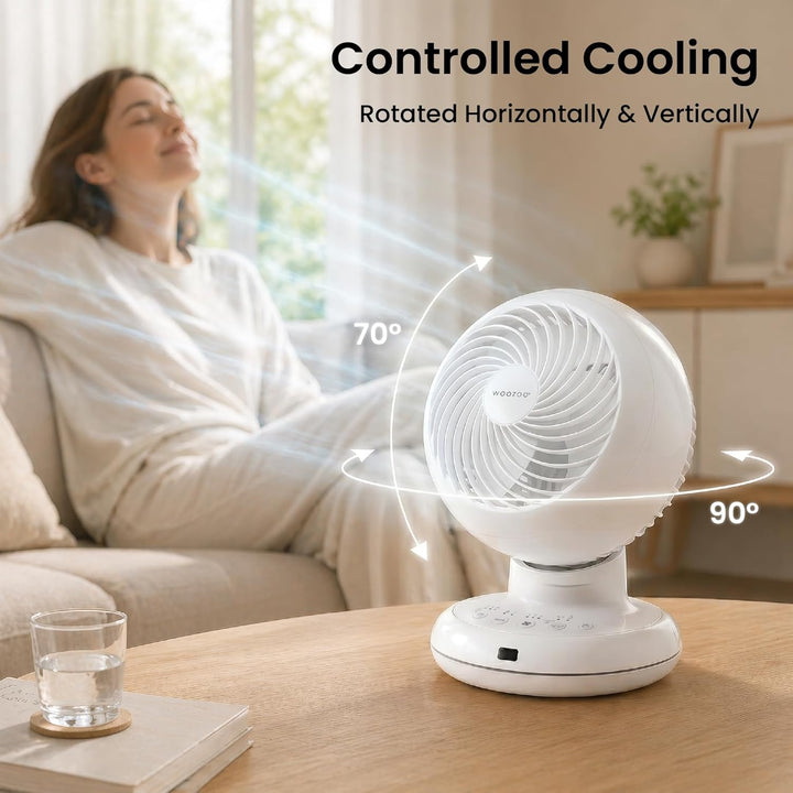 Iris Ohyama Woozoo Tischventilator, 30 m², Weiss, 3 Geschwindigkeiten, Fernbedienung, Leise, Multidi