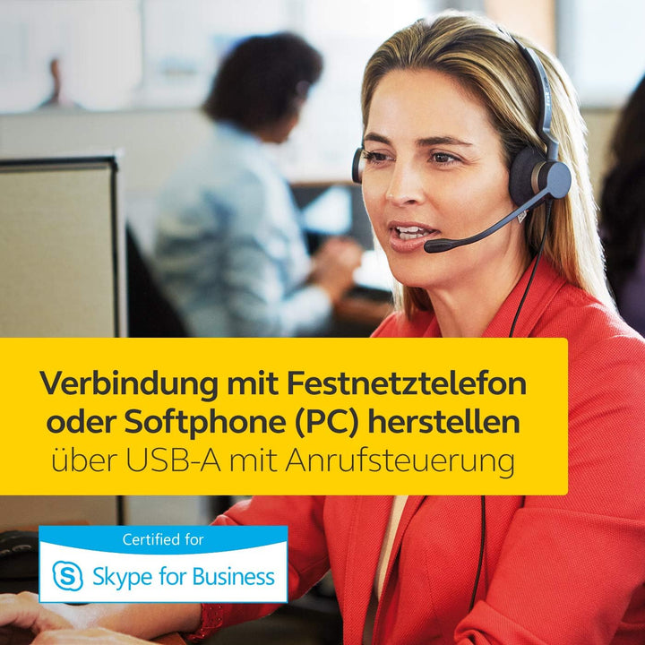 Jabra Biz 2300 USB-A MS On-Ear Mono Headset - Skype for Business zertifizierte Noise Cancelling Kabe