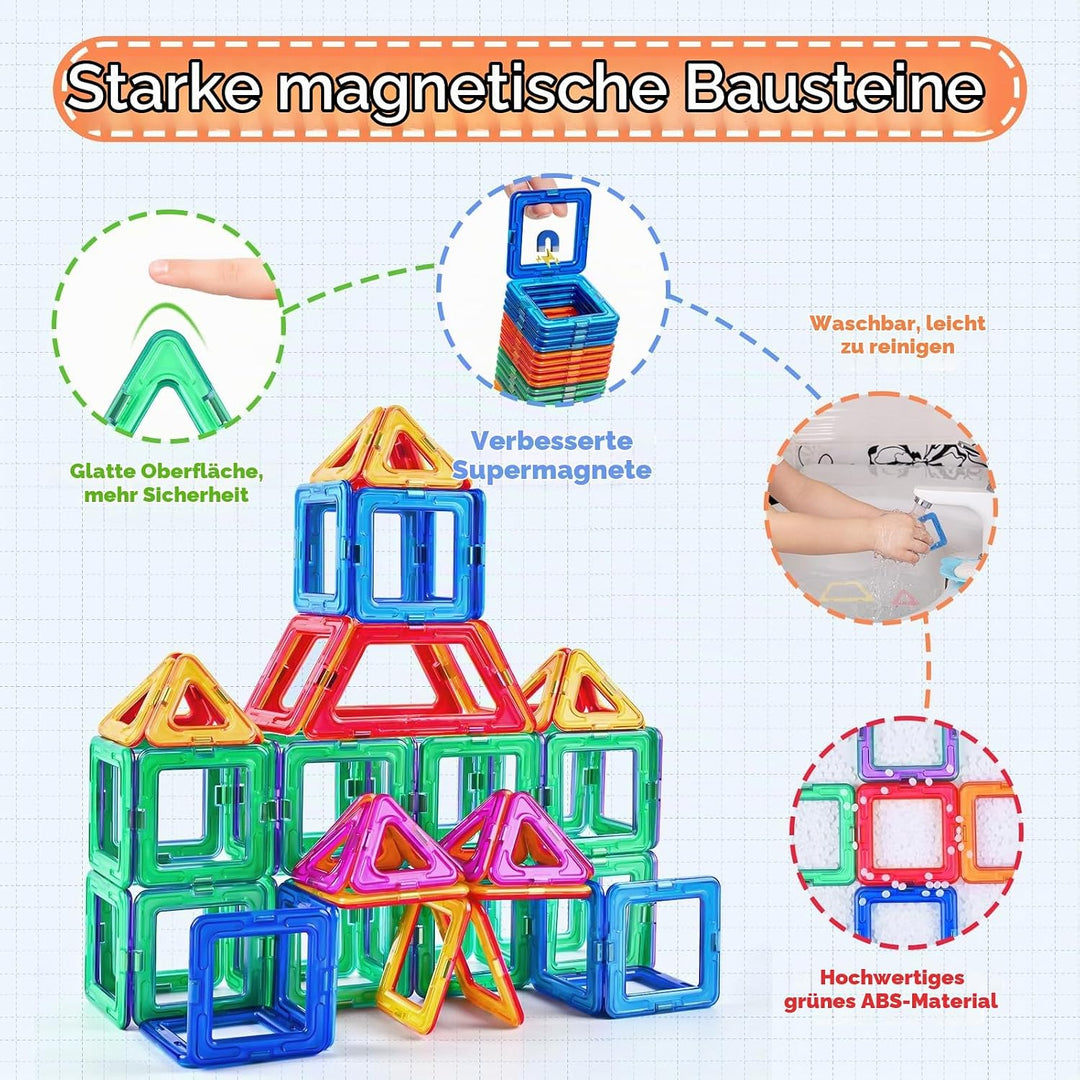 aaczly Magnetische Bausteine 82 Teile Magnetbausteine Magnet Spielzeug Kinder 3D Magnet Bausteine fü