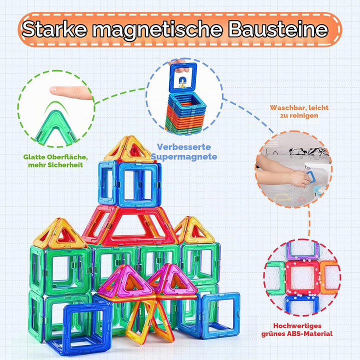 aaczly Magnetische Bausteine 82 Teile Magnetbausteine Magnet Spielzeug Kinder 3D Magnet Bausteine fü