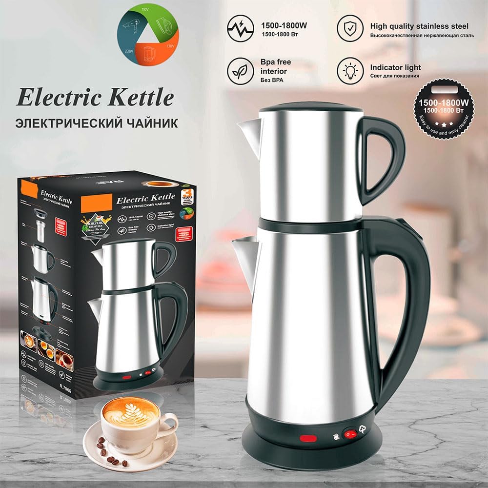 Elektrische Türkische Teehersteller Türkischer Wasserkocher -Set 1L und 2L Türkische Teekanne Edelst