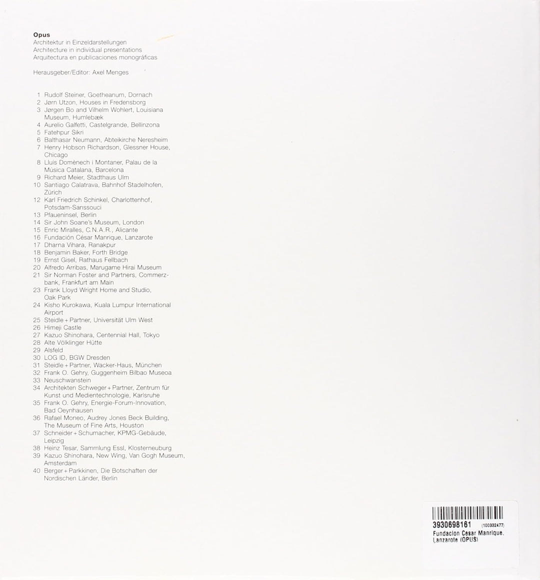 Fundación César Manrique, Lanzarote: Engl. /Dt. (Opus), Gebundenes Buch