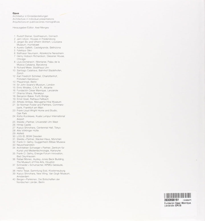 Fundación César Manrique, Lanzarote: Engl. /Dt. (Opus), Gebundenes Buch