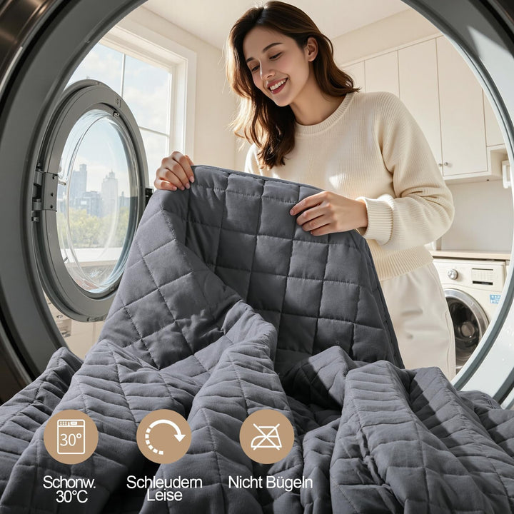 KANKAEU Gewichtsdecke 150x200cm 7kg - Weighted Blanket mit Glasperlen - Anti-Stress Decke gegen Schl