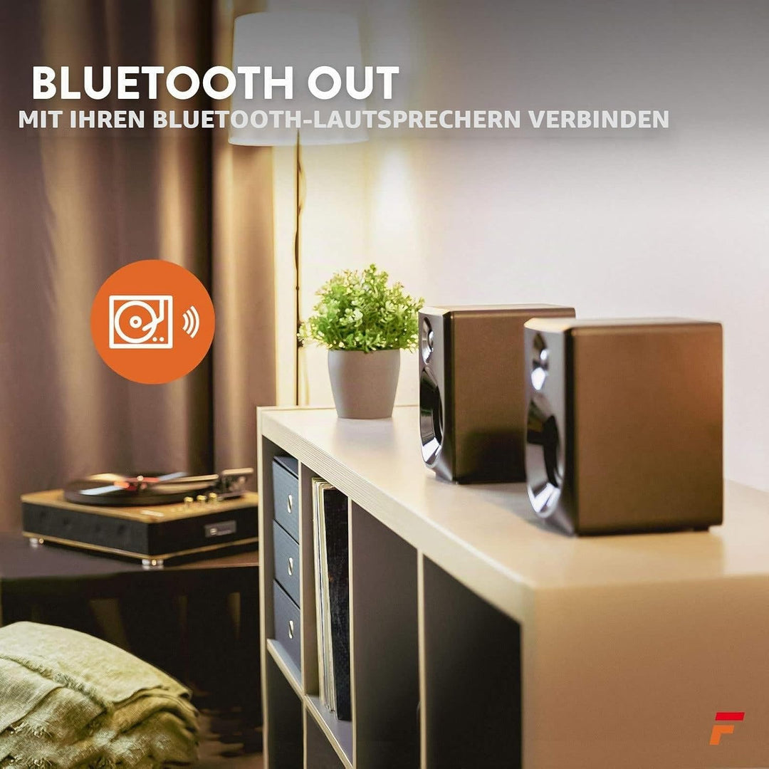Fenton RP162LW Schallplattenspieler Bluetooth Plattenspieler mit Lautsprecher, Pitch Control, MP3, R