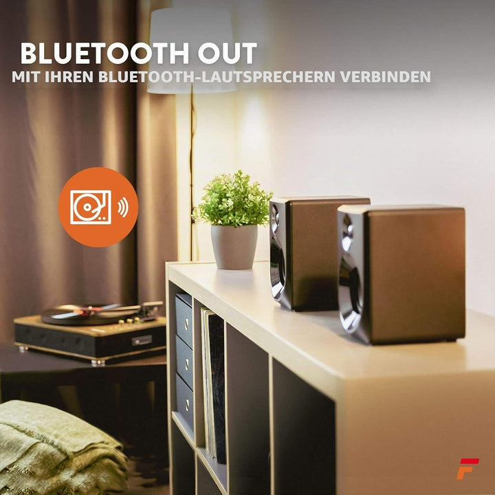 Fenton RP162LW Schallplattenspieler Bluetooth Plattenspieler mit Lautsprecher, Pitch Control, MP3, R