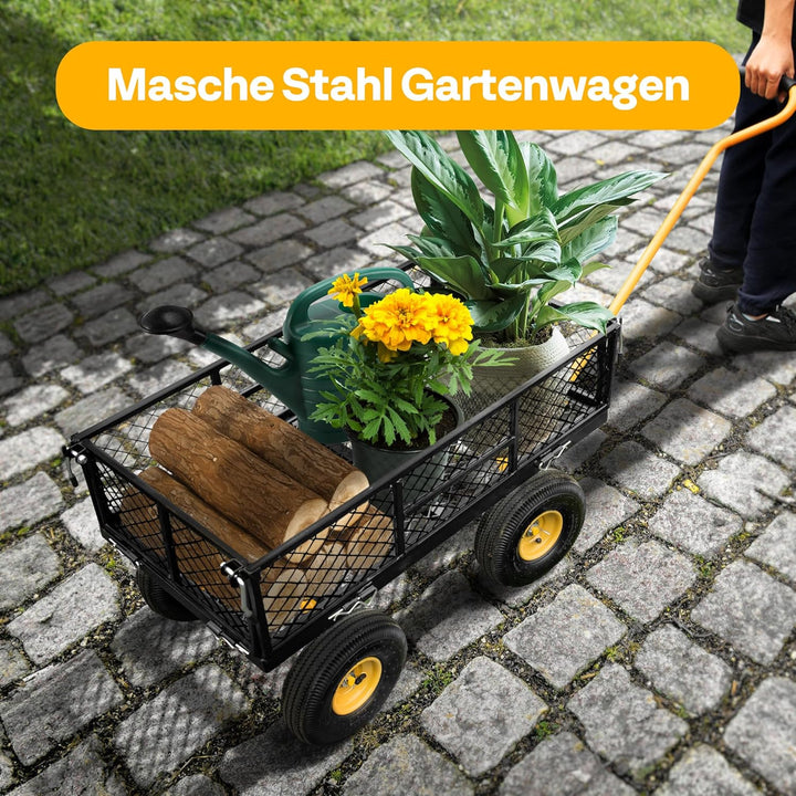 VIVOHOME Gartenwagen Bollerwagen mit Abnehmbaren Seiten Belastbar bis 400kg | Belastbarer Transportw