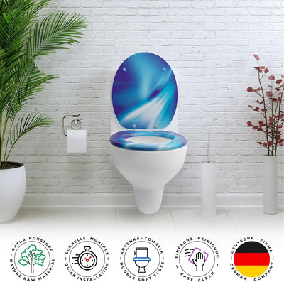 SANFINO® Premium WC Sitz mit Absenkautomatik – hochwertige Toilettendeckel aus Holz, viele bunte Mot