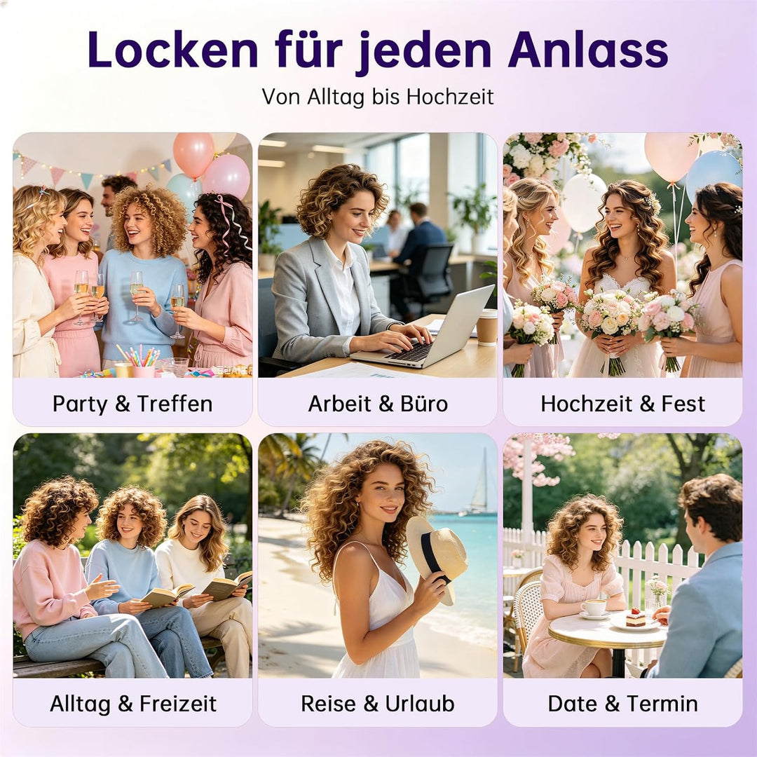 3 in 1 Lockenstab, 13 Temperaturstufen, 30 Sekunden Schnelles Aufheizen | Auswechselbare Keramik-Tur