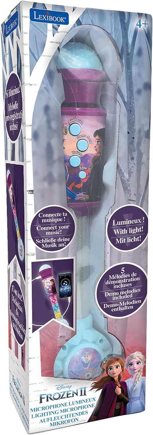 Lexibook - Disney Die Eiskönigin - Leuchtendes Mikrofon für Kinder, Musikspiel, eingebauter Lautspre