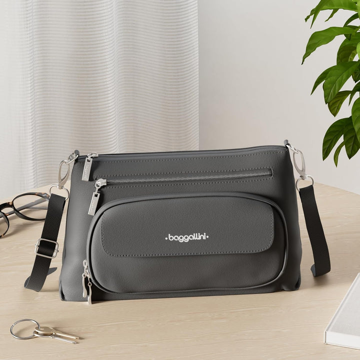 Baggallini Damen Original RFID Everyday Crossbody Bag Umhängetasche, Einheitsgrösse Schwarz, Schwarz