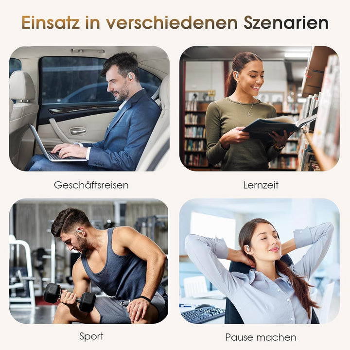 KI Übersetzer Kopfhörer - LCD-Touchscreen Kopfhörer Übersetzer mit 144 Sprachen,60Hrs Laufzeit, Blue