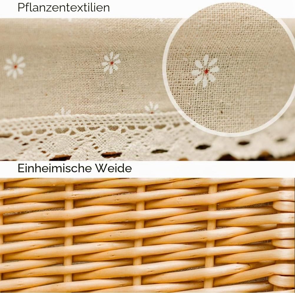 Weiden-Picknickkorb mit Deckel und Griff, Poly-Schilf-Picknickkorb, Einkaufsaufbewahrung mit Deckel