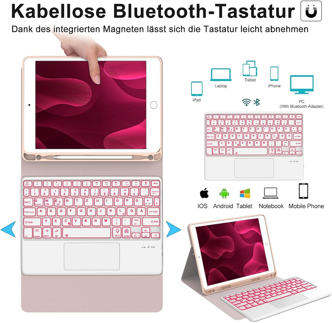 IVEOPPE Tastatur für iPad 6. Generation Con Touchpad - Hülle Tastatur für iPad 9.7, Magnetisch Abneh