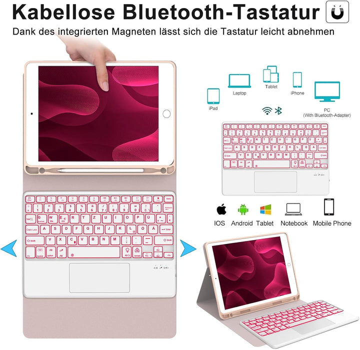 IVEOPPE Tastatur für iPad 6. Generation Con Touchpad - Hülle Tastatur für iPad 9.7, Magnetisch Abneh
