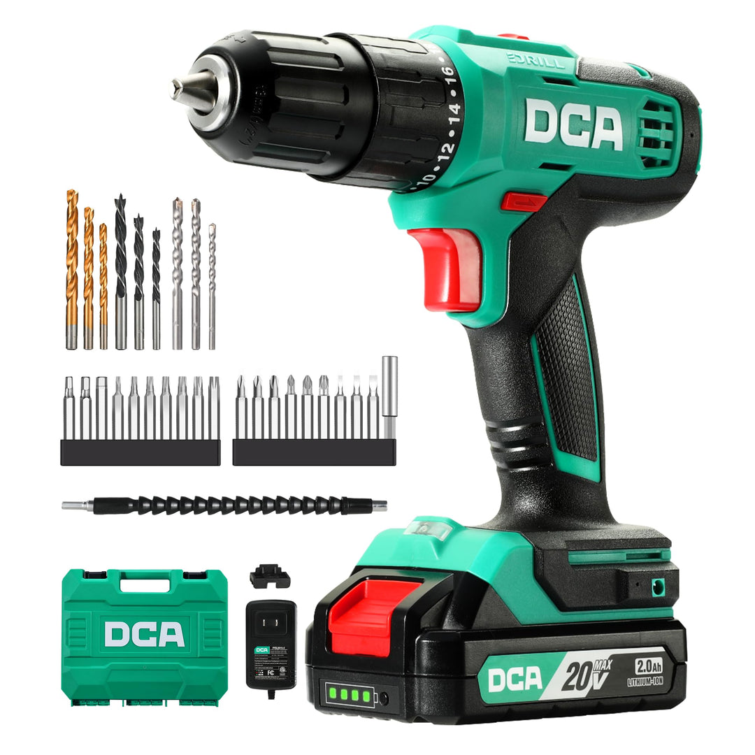 DCA 20V Akku-Schlagbohrmaschine Set, 40 Nm, 13 mm Schnellspannbohrfutter, 22500 Schläge/Min, 2 Gesch