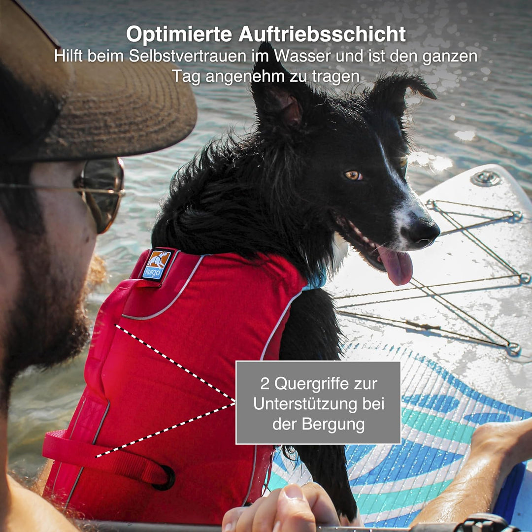 Kurgo Surf N Turf Hundeschwimmweste, Reissfestes Material, Mit Reflektoren und 2 Griffen ausgestatte