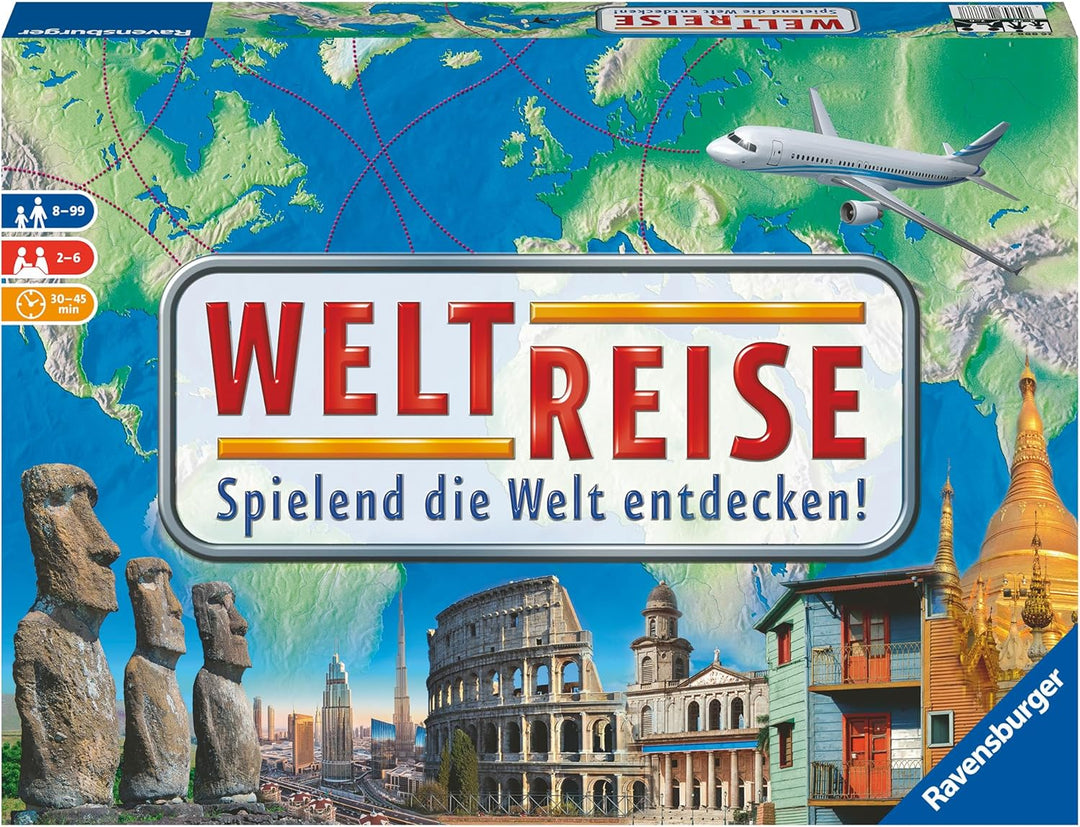 Ravensburger Familienspiel 26888 - Weltreise - Familienklassiker ab 8 Jahren - Gesellschaftsspiel, R