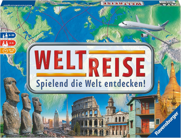 Ravensburger Familienspiel 26888 - Weltreise - Familienklassiker ab 8 Jahren - Gesellschaftsspiel, R