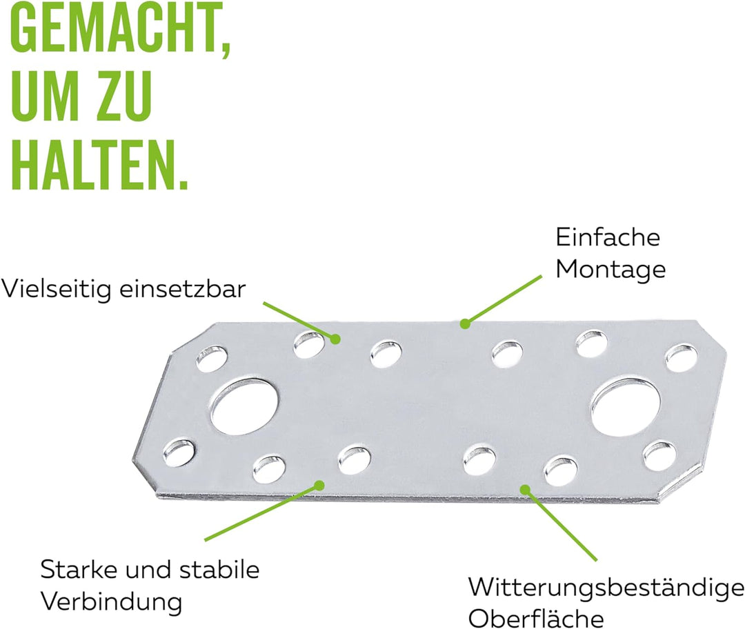 Alberts 851774 Flachverbinder | Edelstahl | 96 x 35 mm | 25er Set 100 x 35 mm / 25 Stk. Material: Ed