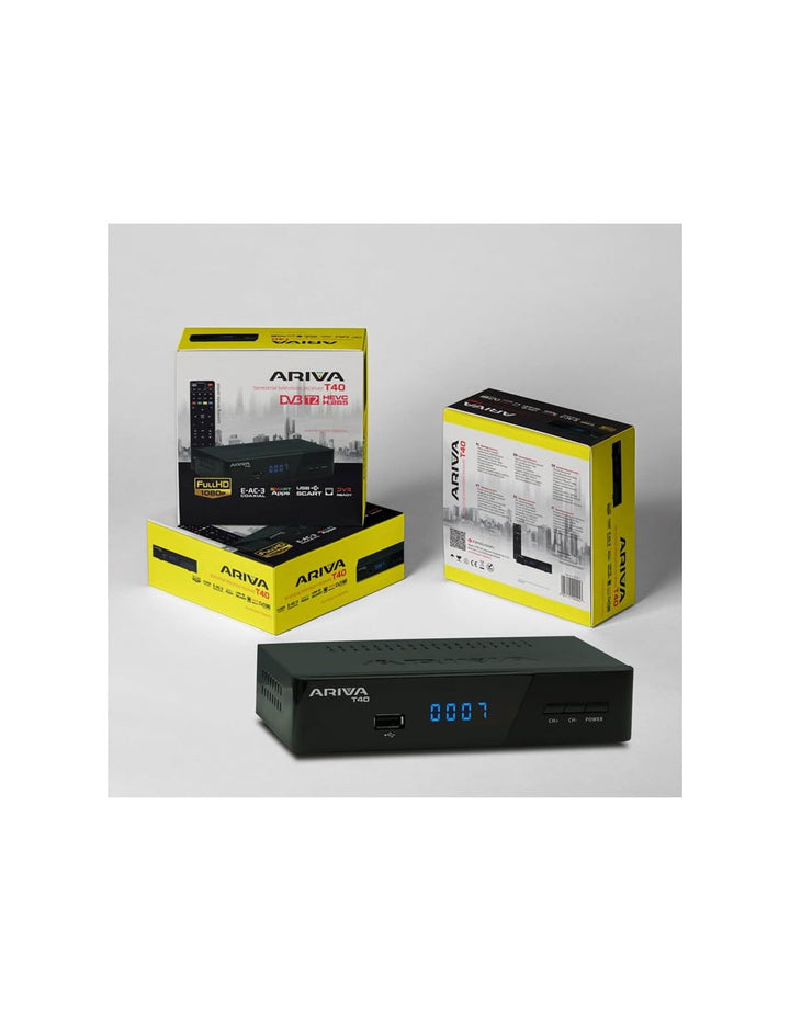 Ferguson Ariva T40 DVB-T2 HEVC H.265 10 Bit H.264 DVB-T HD Tuner Full HD HDMI SCART Ethernet LAN PVR