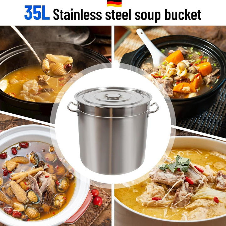 Edelstahl Kochtopf 35cm Induktion Topf Suppentopf 35 L Deckel Universaltopf Suppentopf Topf mit Deck