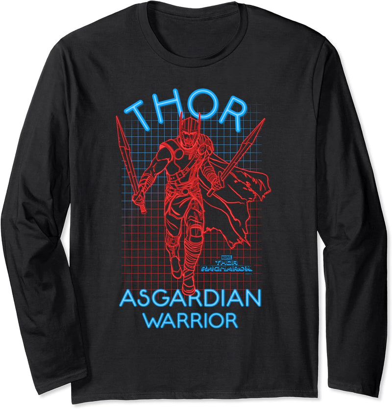 Marvel Thor: Ragnarok Asgardian Warrior Outline Grid Langarmshirt
