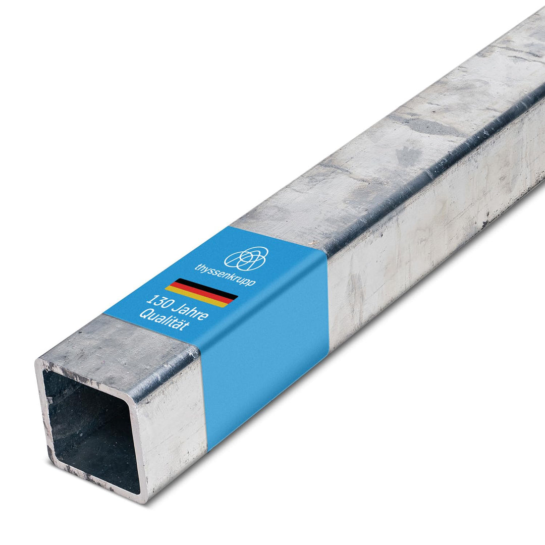 thyssenkrupp Vierkantrohr Stahl verzinkt 20x20x2 mm – 2000 mm | Stahlprofil | Rechteckrohr geschweis