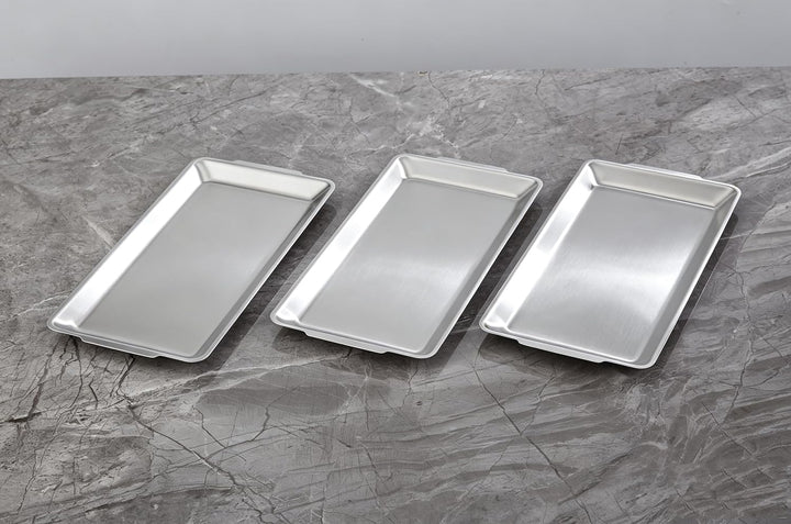 SANQIAHOME 3er Set Edelstahl Backbleche, 32 x 16 cm Rechteckige Bleche, Serviertabletts,Lebensmittel