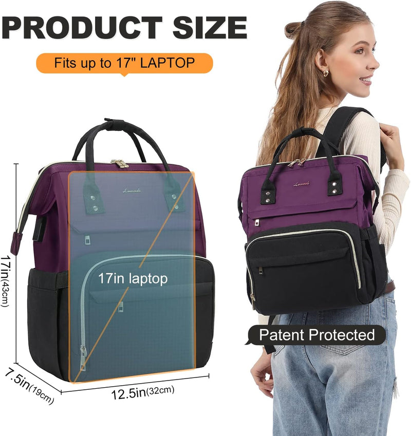 LOVEVOOK Rucksack Damen Laptop Rucksack mit 17 Zoll Laptopfach, Laptoptasche Damen Business Rucksäck